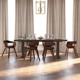 Dining Chair Set 720286764954 Of 6 Black And Natural Faux Leather Bentwood