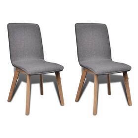 Dining Chairs 718475936930 2 Pcs Dark Gray Fabric And Solid Oak Wood