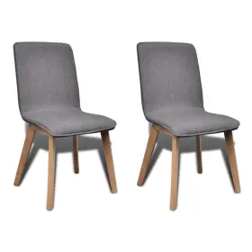 Dining Chairs 718475936930 2 Pcs Dark Gray Fabric And Solid Oak Wood