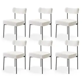 Doba 197988897187 Boucle Dining Chairs Set Of 6 Mid Century Modern Sherpa Accent
