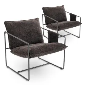 Hz01-w1901126482 Dolonm Upholstered Hanging Armchair With Arm Pocket Set Of 2 Dark Gray