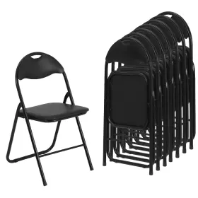 Domenow 196336708366 Folding Chairs With Padded Seats Black Metal Non-slip Fe