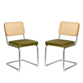 W2105p171808 Donext Velvet Rattan Accent Chairs Set Of 2-mid Century Breuer Design With Chrome Legs