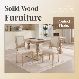 W3426p324534 Donext 2 French Country Dining Chairs-upholstered Square Back Carved And Disassemblable