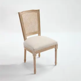 W3426p324546 Donext 2 French Country Dining Chairs Rattan Back And Carving Beige Upholstered