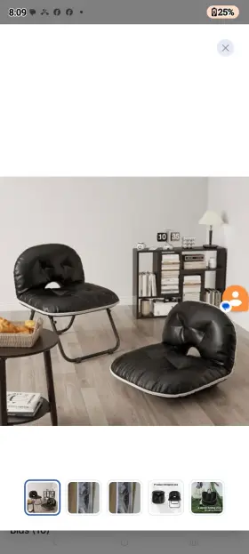 Fch-001 Dongmuwujee Folding Armless Faux Leather Accent Chairs Black Set Of 2 Modern