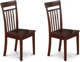 -- Dropship 313045670627 Cac-mah-w Capri Dining Room Chairs - Slat Back Solid Wood Seat Set Of 2