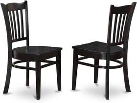 -- Dropship 445003410488 Grc-blk-w Groton Dining Chairs - Slat Back Wood Seat Kitchen Set Of 2 B