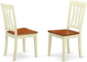 -- Dropship 705353593291 Anc-whi-w Antique Dining Room Chairs - Slat Back Solid Wood Seat Set Of