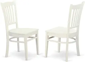 -- Dropship 711181419177 Grc-whi-w Groton Dining Chairs - Slat Back Wooden Seat Set Of 2 Linen W