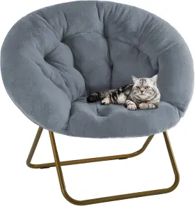 Dumos 757111299174 Chairs Cozy Faux Fur Soft Lounge Cute Folding Bedroom Living Room Seat