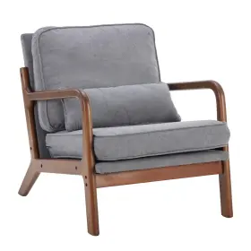 C-zsf7213-gy Dumos Mid Century Accent Chair Modern Living Room With Arms Waist Cushion