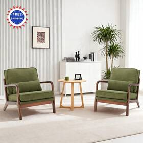 Dumos Cndu-7213-gn2p Accent Chairs Lounge Chair Set Of 2 Dark Green Century Modern Arms Waist
