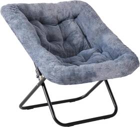 Dumos Cyl28-gy Comfy Chair For Adults Soft Faux Fur Folding Lounge Bedroom Living