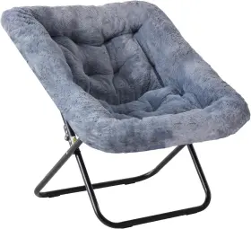 Cyl28-gy Dumos Comfy Chair For Adults Soft Faux Fur Folding Lounge Bedroom Living