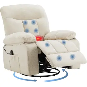 Du3-6070be Dumos Rocker Recliner Chair Swivel With Vibration Massage And Lumbar