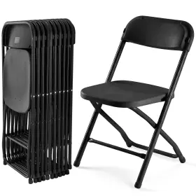 H3-zdys-10p-bk Dumos Folding Chairs Sets Of 10 330lbs Plastic Stackable Portable Patio Dini