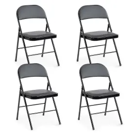 Hj3-zdybk4p Dumos 4 Pack Leather Padded Folding Chair Indoor Outdoor Portable Stackable Commer