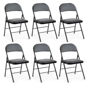 Hj3-zdybk6p Dumos 6 Pack Leather Padded Folding Chair Indoor Outdoor Portable Stackable Com