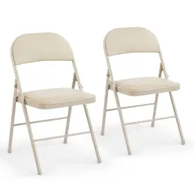 Hj3-zdykk2p Dumos 2 Pack Leather Padded Folding Chair Indoor Outdoor Portable Stackable C