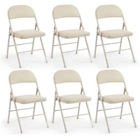 Hj3-zdykk6p Dumos 6 Pack Leather Padded Folding Chair Indoor Outdoor Portable Stackable Commer