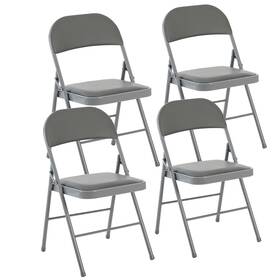 Dumos Zdy-4gy-h3 4 Pack Folding Chairs With Padded Cushion And Back Pu Leather Stackabl