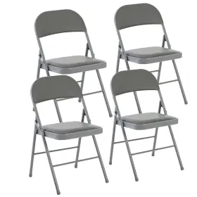 Zdy-4gy-h3 Dumos 4 Pack Folding Chairs With Padded Cushion And Back Pu Leather Stackabl