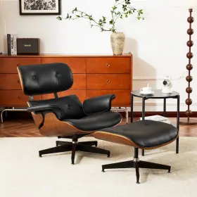 Ah400lc Eames Mid-century Leather Footrest Hand-stitched Rich Brown Finish For Bedroom Lounge