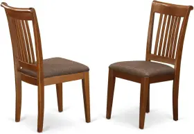East West 747925133290 Pc-sbr-c Portland Slat Back Chair With Upholstered Seat- Saddle Brown