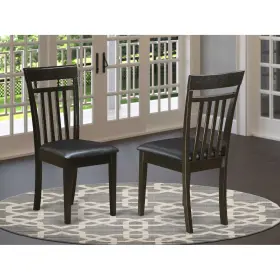 East West Furniture 840017300140 Capri Slat Back Chair For Dining Room Set Of 2 Cappuccino Faux Leather Seat