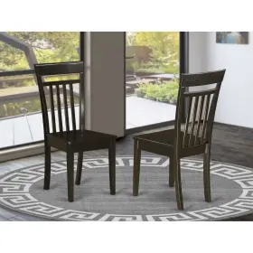 East West Furniture 840017300546 Capri Slat Back Chair For Dining Room Set Of 2 Cappuccino Wood Seat