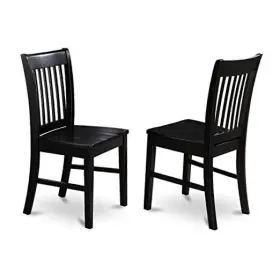 East West Furniture 840017300812 Norfolk Dining Chairs - Slat Back Wood Seat Kitchen Set Of Nfc-blk-w