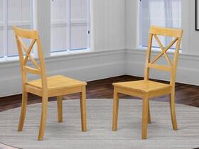 East West Furniture 840017331038 Boston X-back Chair For Dining Room With Wood Seat Set Of 2
