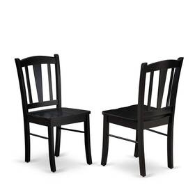 East West Furniture 840017382726 Dlc-blk-w Dublin Chair With Wood Seat In Black Finish - Set Of 2