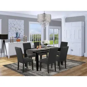 Dudr7-blk-24 East West Furniture 7 Piece Modern Dining Table Set Consist Of A Re