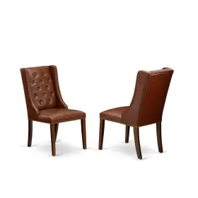 Fop3t46 East West Furniture Kitchen Parson Chairs - Brown Linen Fabric Upholstered Dining