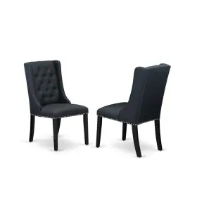 Fop6t24 East West Furniture Dining Room Chairs - Black Linen Fabric Parson And