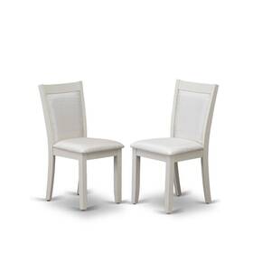East West Furniture Mzc0t01 Dining Chair Set Of 2 - Cream Linen Fabric Seat And High Back