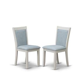 East West Furniture Mzc0t15 Dining Room Chairs Set Of 2 - Baby Blue Linen Fabric Seat And High