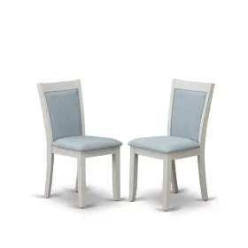 Mzc0t15 East West Furniture Dining Room Chairs Set Of 2 - Baby Blue Linen Fabric Seat And High