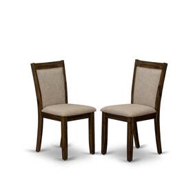 East West Furniture Mzcnt04 Dining Room Chairs - Light Tan Linen Fabric Seat And High Chair Back