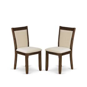 East West Furniture Mzcnt32 Dining Chairs - Light Beige Linen Fabric Seat And High Chair Back -