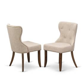 East West Furniture Sip8t04 - Set Of 2 Wood Chairs- Upholstered Dining Chairs