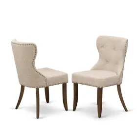 Sip8t04 East West Furniture - Set Of 2 Wood Chairs- Upholstered Dining Chairs