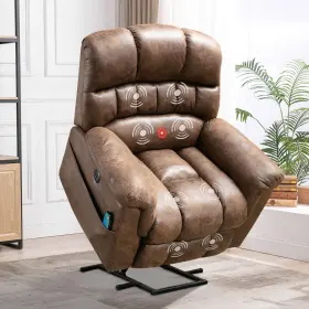 Cd0212bf21d-j525 Ebello Brown Super Soft Microsuede Power Lift Recliner Chair With Massage Heat Usb