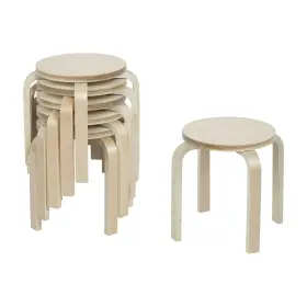 Ecr4kids 763960717219 Bentwood Stackable Stools Classroom Furniture Natural 6-piece