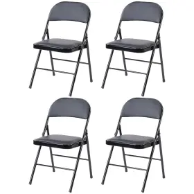 Edx 725380225163 Black Folding Chairs With Cushion 4 Pack For Inside Outside Adults Clearance New