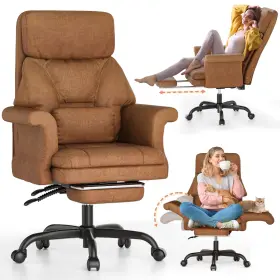 C39-brown Elabest C39 Cross Legged Office Chair Ergonomic Recliner Big And Tall - Brown