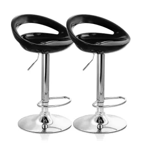 Elama 840191200021 2 Piece Retro Adjustable Bar Stool In Black With Chrome Base