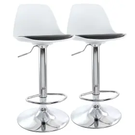 Elama 840191202575 2 Piece Adjustable Bar Stool In Black And White With Chrome Base